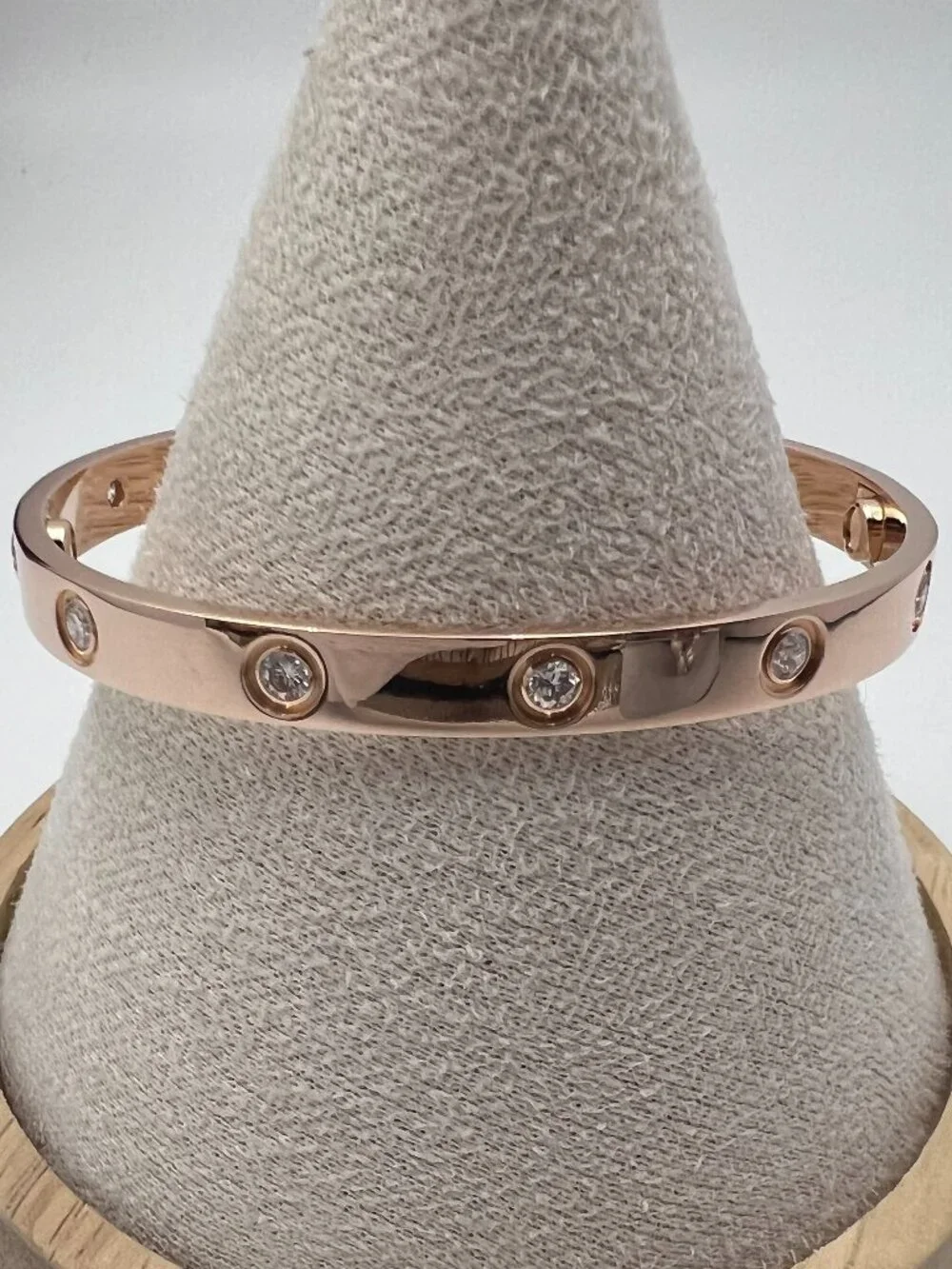 Cartier Love Bracelet Classic Model 10 Diamond 18K Rose Gold Size 17